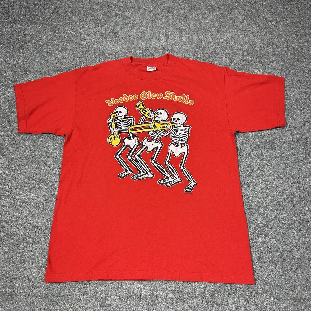 Vintage Voodoo Glow Skulls Shirt XL Red 1997 Band Music 90s VTG